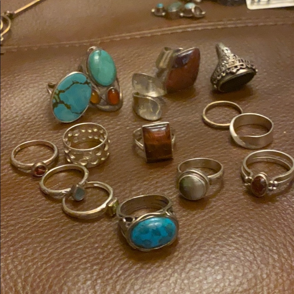 15 sterling silver rings lot.